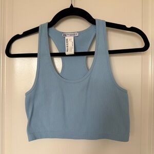 Zara Sky Blue Ribbed Tank Top